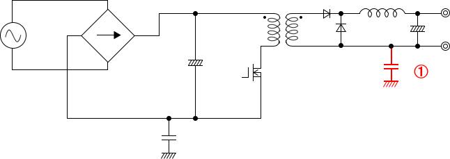 2．二次側接地コンデンサの削除について